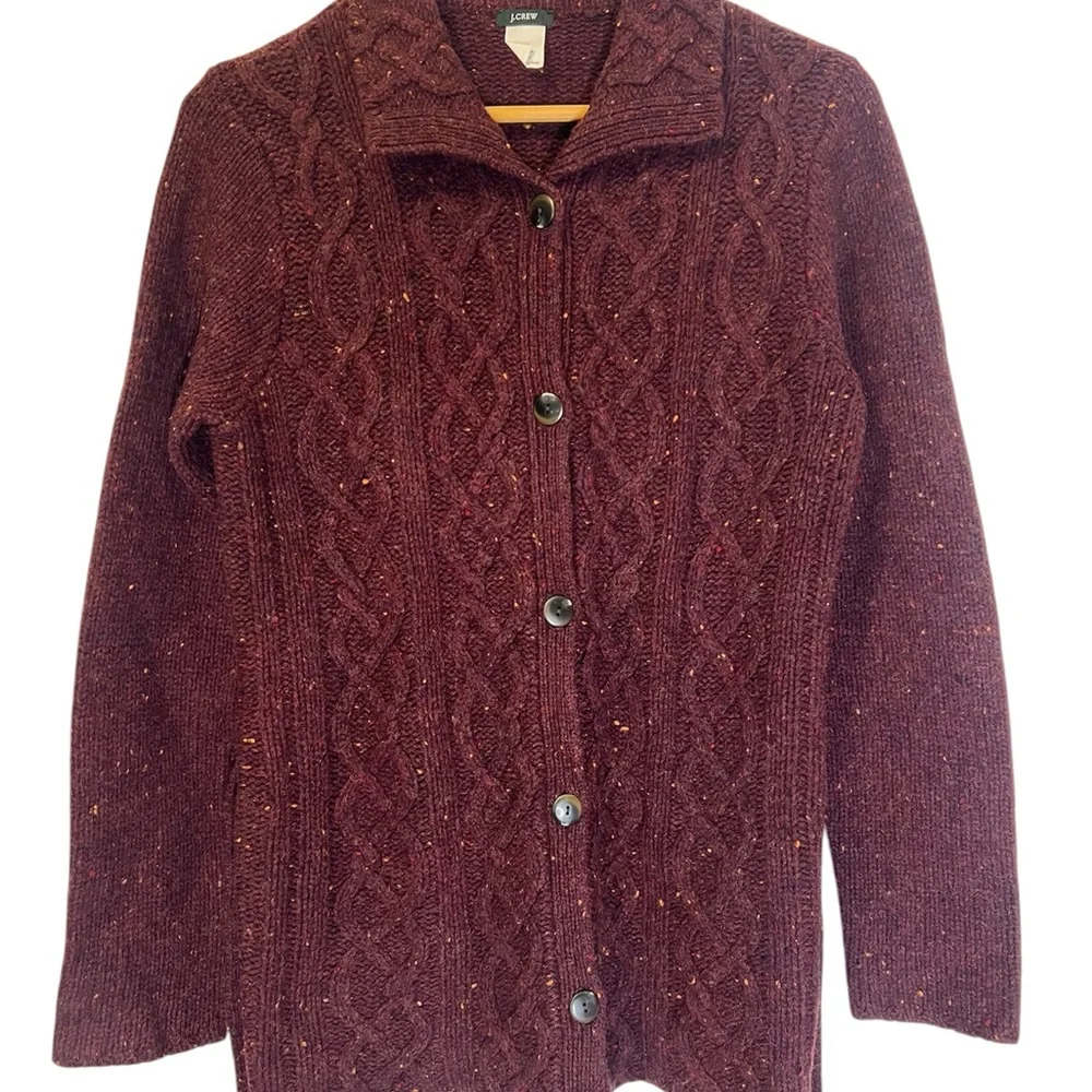 J.Crew Rich Burgundy 100% Wool Sweater Size M - Picture 5 of 9